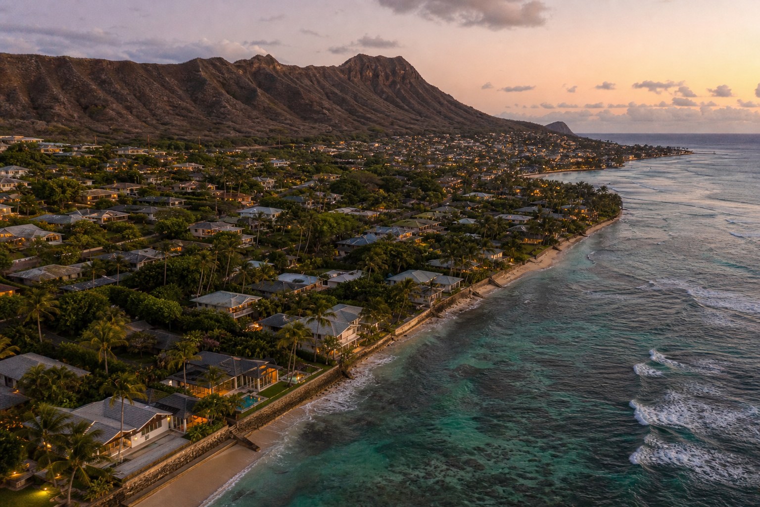 Southeast Oahu coastline at dusk